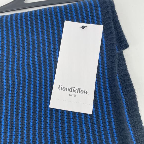 Goodfellow & Co Men's Striped Scarf Warm Winter Navy One Size Fits Most - Picture 4 of 5